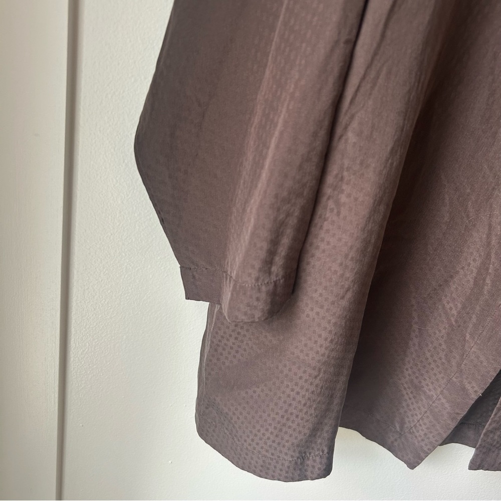 Vintage Eileen Fisher Women's Blouse 100% Silk Brown Single Button Small Medium - Picture 2 of 8